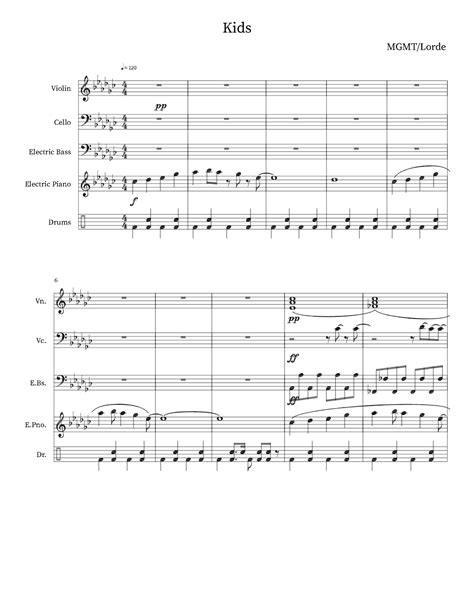 Kids Arr Jai Mohan By Mgmt Sheet Music For Cover Band At Sheet Music