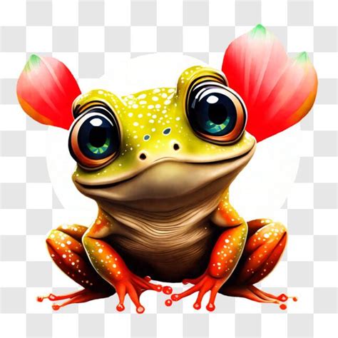 Baixe Cartoon Frog With Pink Flowers On Head PNGs Creative Fabrica