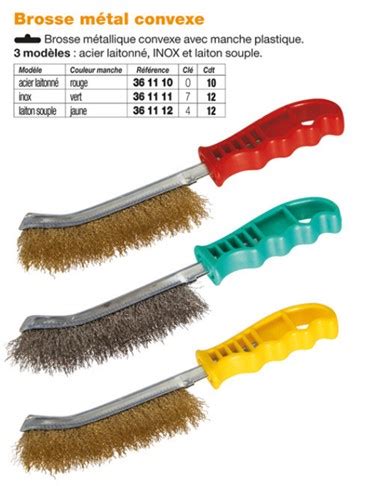 Brosse Métallique Convexe Laiton Souple Manche Jaune 361112 Les