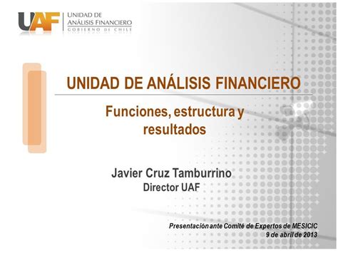 Unidad De An Lisis Financiero Javier Cruz Tamburrino Director Uaf