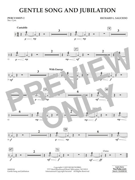 Gentle Song And Jubilation Percussion 2 Sheet Music Richard L