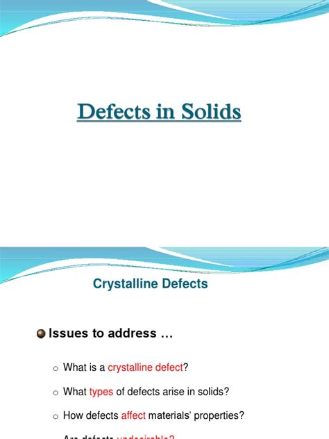 Defects In Solids Chapter 1 Pdf Dislocation Crystallographic Defect