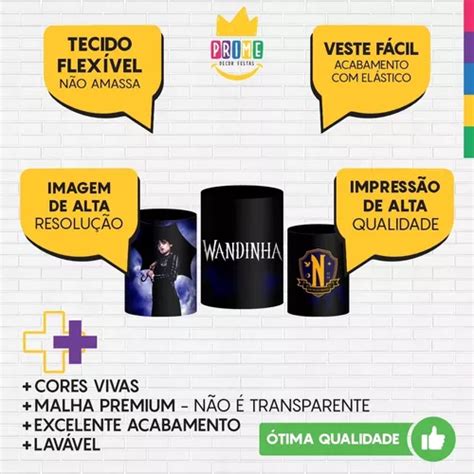 Trio Capas Cilindros Wandinha Sublimado Veste Fácil Tecido à venda em