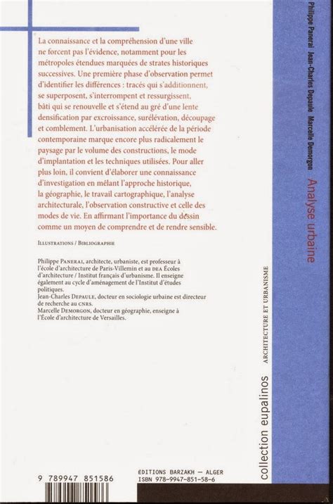 Le Livre Analyse Urbaine De Philippe Panerai Marcelle Demorgon Et