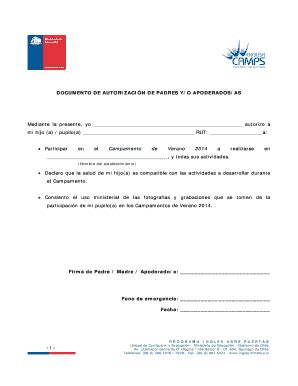 Carta De Autorizaci N Para Apoderados Fill Online Printable