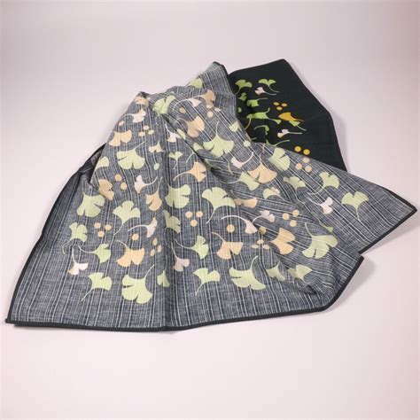 Traditional Japanese Furoshiki Wrapping Cloth - Dark Green Gingko Leaf