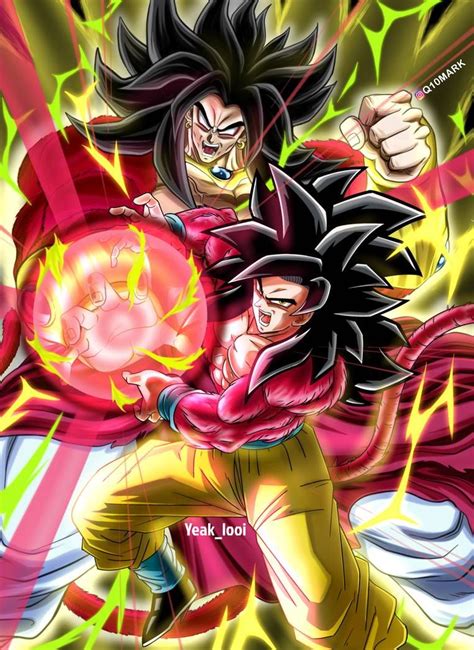 Goku And Broly Ssj4 By Q10mark On Deviantart Anime Dragon Ball Super