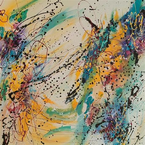 Grand Tableau Abstrait Contemporain Multicolore Format X Cm