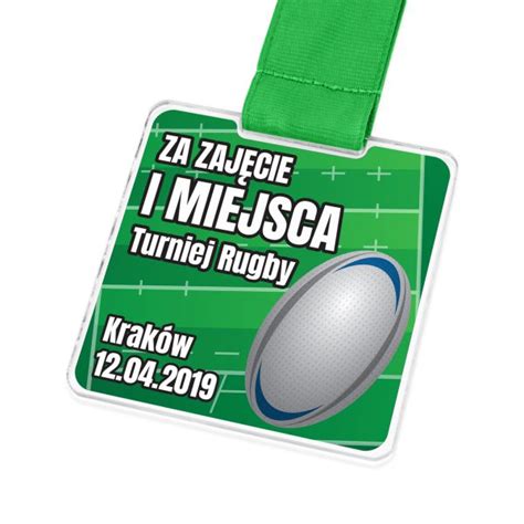 Medal Nowoczesny Z Pleksi Z Nadrukiem Na Turniej Rugby