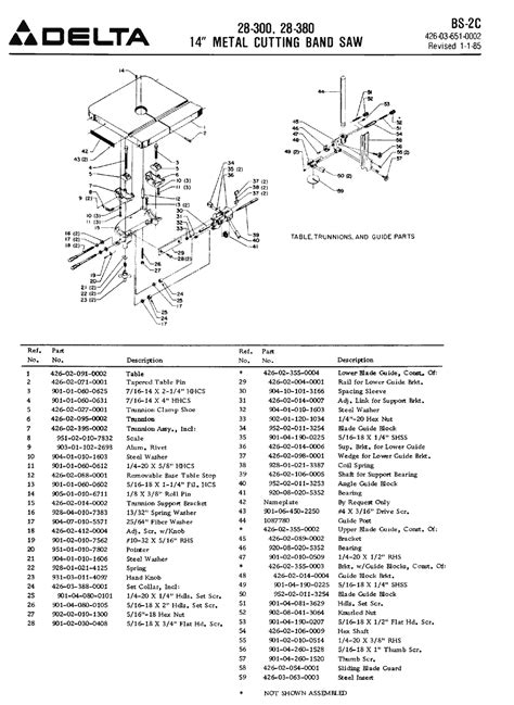 Delta Bandsaw Parts Diagram