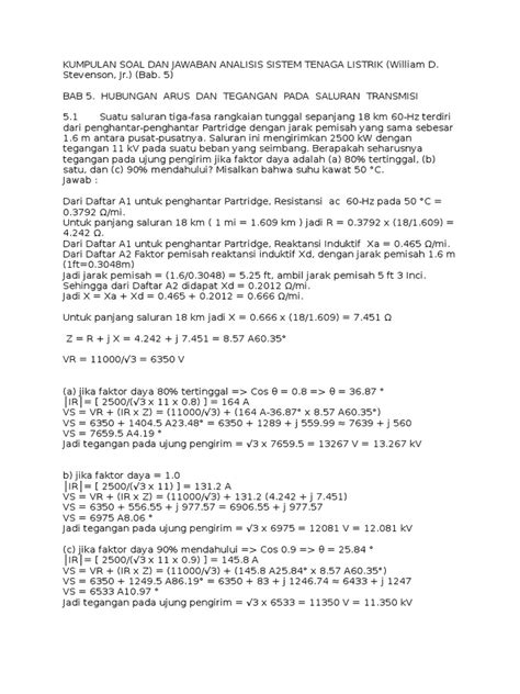 Pdf Kumpulan Soal Dan Jawaban Analisis Sistem Tenaga Listrik