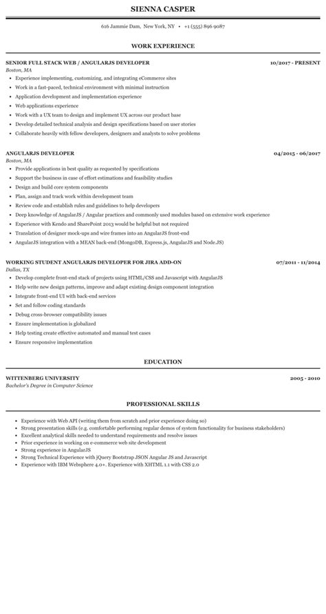 Angular 12 Resume Sample