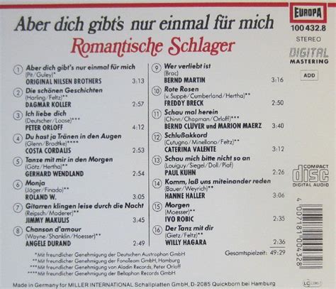 Romantische Schlager Aber dich gibt s nur einmal für mich Kaufen