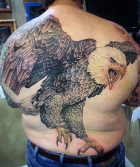 Enormous Realistic Bald Eagle Tattoo Mens Back Eagle Back Tattoo Bald