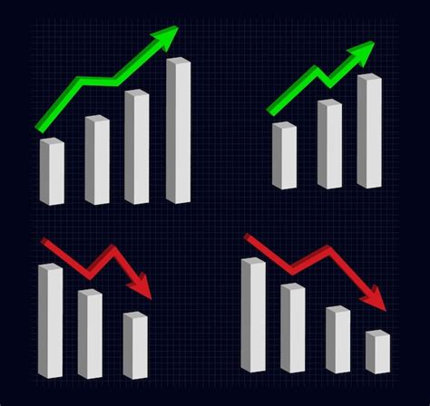 3d Handelsdiagramme Grüner Und Roter Pfeil Nach Oben Und Unten Premium Vektor