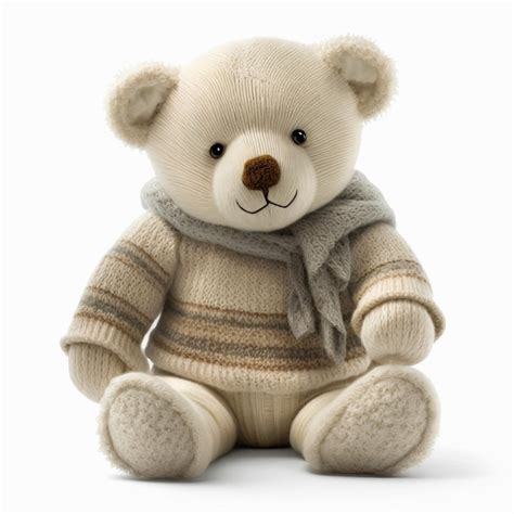 Premium Ai Image Arafed Teddy Bear Wearing A Sweater And Scarf