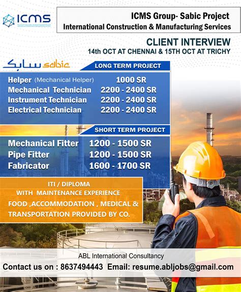 Icms Company Saudi Arabia Job Vacancy Sabic Project