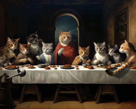 Catsatthetable Whimsicalart Lastsupperreimagined