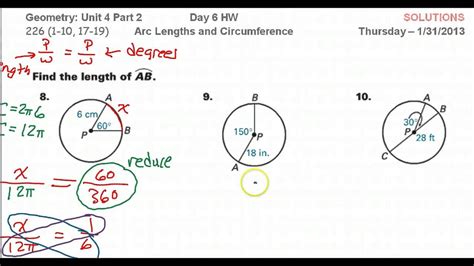 Hw Arc Length Geometry Worksheet Answers Printable Word Searches