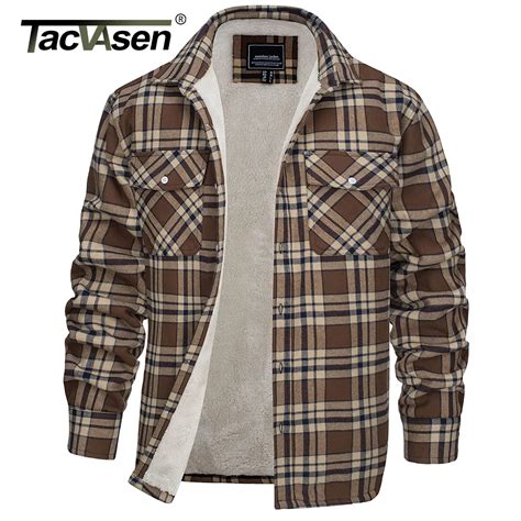 Tacvasen Herren Flanelljacke Mit Sherpa Fleece Futter Warm Dick F R Den