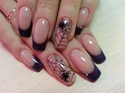 Black Spider Spider Web On Clear Black Tips Swag Nails Halloween