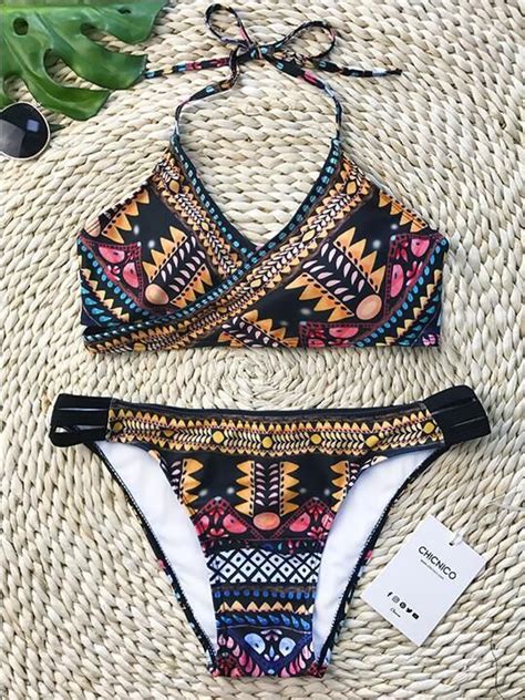 Chicnico Cute Boho Cross Multi Color Bikini Set Bikinis Boho Bikini