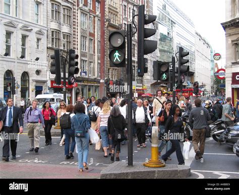 Typical Busy Street Scene Pedestrians High Holborn London England Great