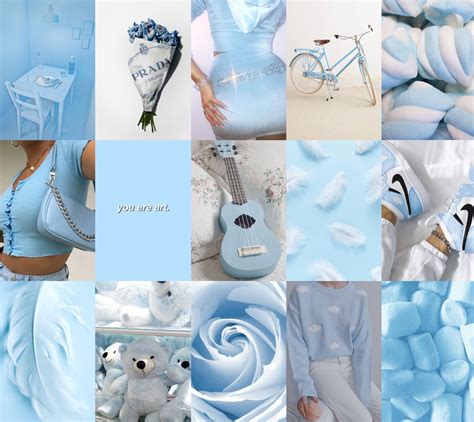 Blue Aesthetic Wall Collage Kit Aesthetic Light Blue Etsy In 2021 Images