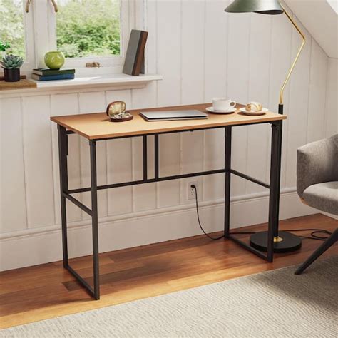 Brookside Delia 394 In Rectangular Oak Metal Computer Desk With