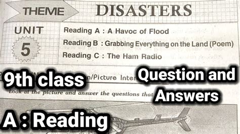 9th Class English Unit 5 Reading A A Havoc Of Flood Lesson Question And Answers