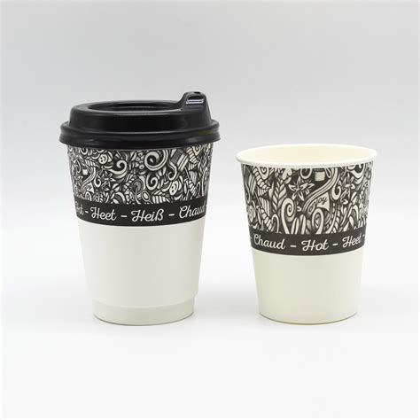 Custom Printed Disposable Single Wall Paper Coffee Cup With Lids