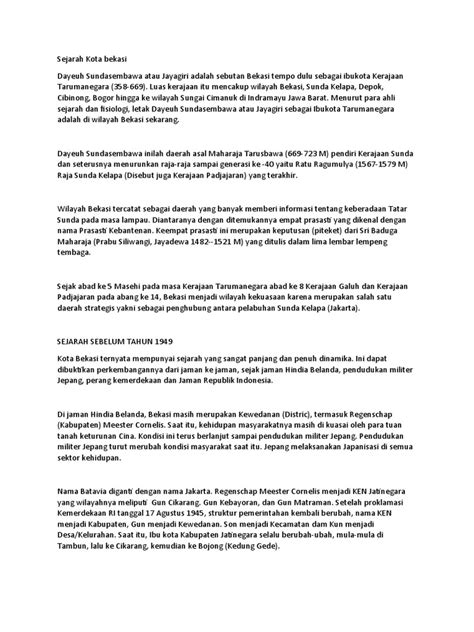 sejarah kota bekasi