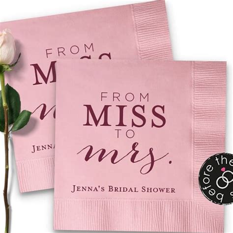 Personalized Napkins Bridal Shower From Miss To Mrs Custom Etsy