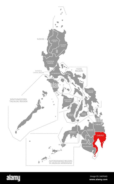 Davao Red Highlighted In Map Of Philippines Stock Photo Alamy