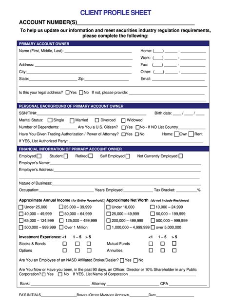 Client Profile Sheet Information Fill Online Printable Fillable