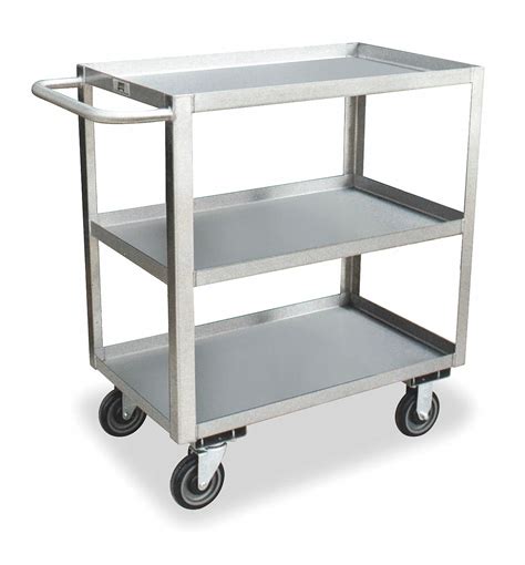 Grainger Approved Stainless Steel Flat Handle Utility Cart Lb