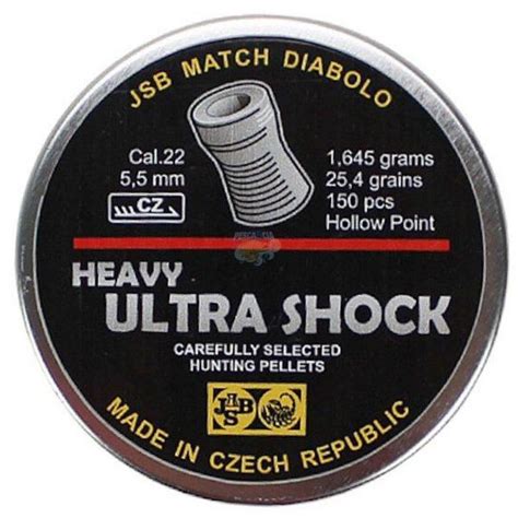 Chumbinho JSB Ultra Shock Heavy Cal 5 5mm 150 Unidades Na Pesca