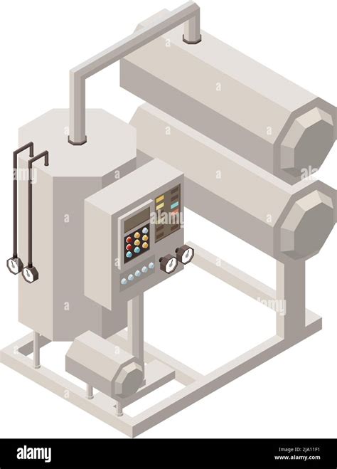 Milk Production Isometric Composition With Isolated Image Of Industrial