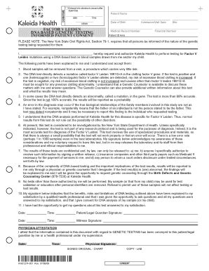 Fillable Online Factor V Leiden Dna Based Genetic Testing Informed