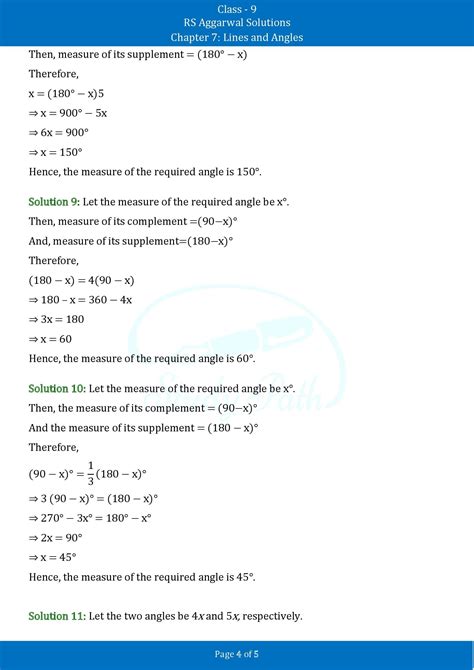 Rs Aggarwal Solutions Class Exercise A Chapter Lines And Angles