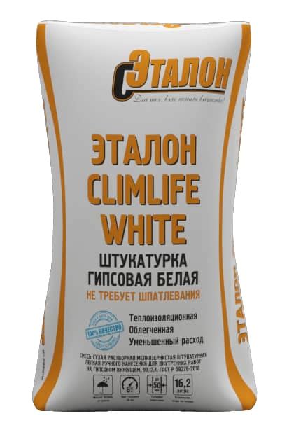 Штукатурка гипсовая белая ЭТАЛОН CLIME LIFE МН машинного нанесения с ...