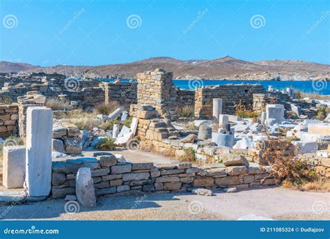 Ancient Ruins at Delos Island in Greece Stock Photo - Image of ...