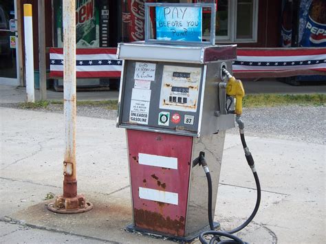 Old Red Rusting Gas Pump With Yellow Handle An Old Red Gas Flickr