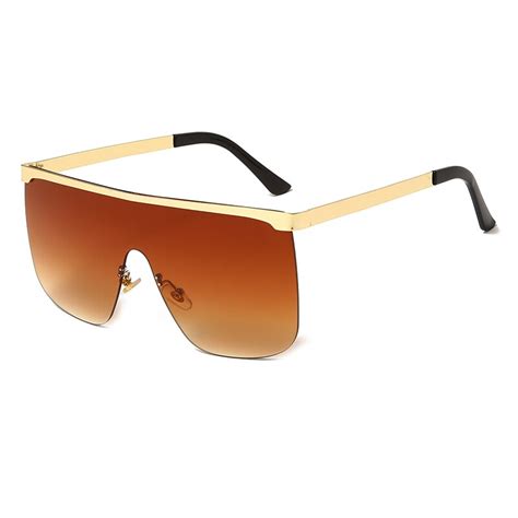 Square Rimless Sunglasses Women Metal Oversized Sun Glasses Lady Shade Cinily