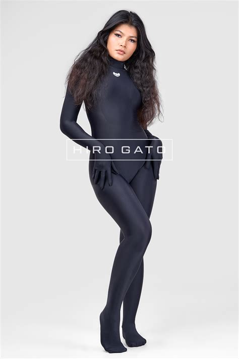 Lycra Catsuit Seidenmatt Schwarz Spandex Zentai Hiro Gato