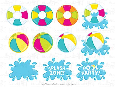 Summer Beach Clipart Pool Party Clip Art Beach Party Clipart Cute