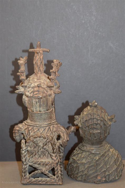 Antiques Atlas 2 African Benin Bronze Tribal Statues C1950