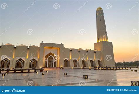 Imam Abdul Wahab Mosque The Qatar State Grand Mosque Mosque Stock