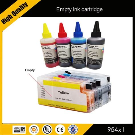 （hot） Enkshop 954 954xl Kartrid Tinta Isi Ulang Dengan Chip Reset Otomatis Untuk Printer Hp