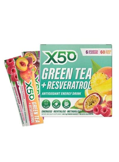 Assorted Flavor Green Tea Plus Resveratrol Energy Drink Pack Of 60